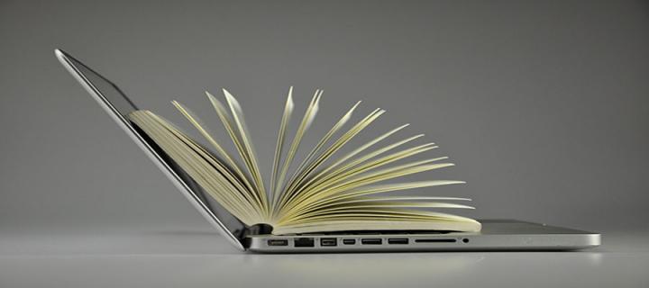 laptop and book