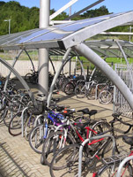 M 090911 Staff members get on their bikes Bike shelter