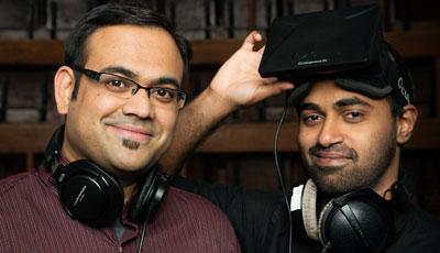 Photo of Abesh Thakur and Varun Nair, founders of Two Big Ears Ltd, a company that designs immersive and interactive audio applications and tools, with a focus on mobile and emerging technologies
