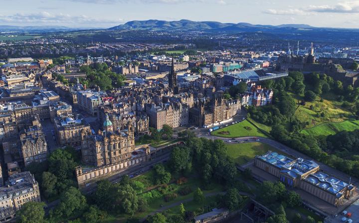 Aeriel view of Edinburgh city