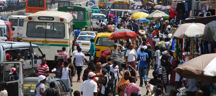 Crowded street in Ghana