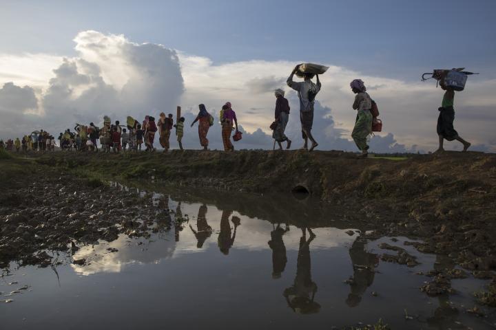 Rohingya refugees make their way to Bangladesh