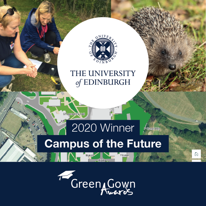 Green Grown Awards 2020 Winner: Campus of the Future (The University of Edinburgh) - hedgehogs and green infrastructure map
