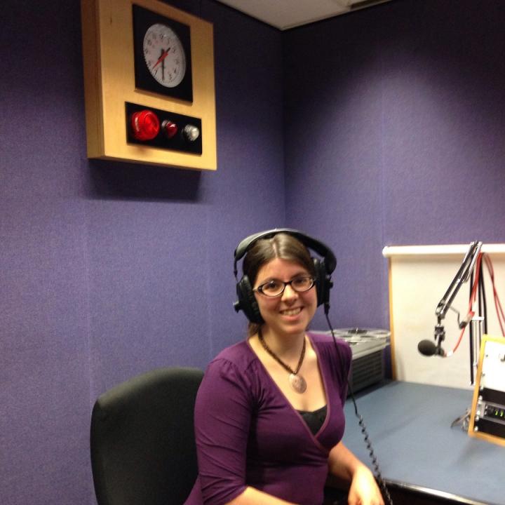 University Gaelic Officer in the BBC Studio 