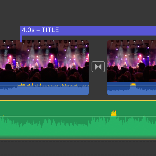 A screenshot of iMovie showing editing on a timeline