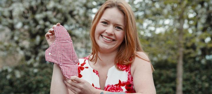 Lilypads founder Alison Wood with a reusable sanitary pad.