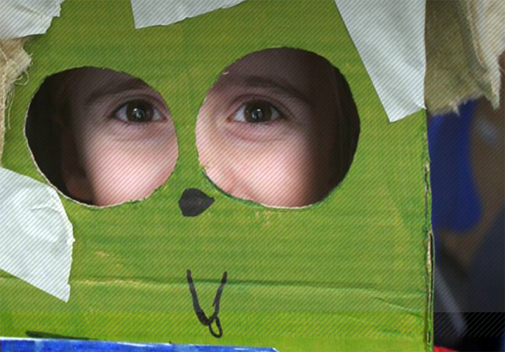 Looking through cardboard cut out mask