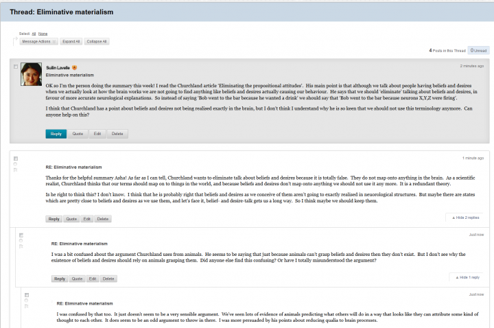 Example discussion forum screenshot