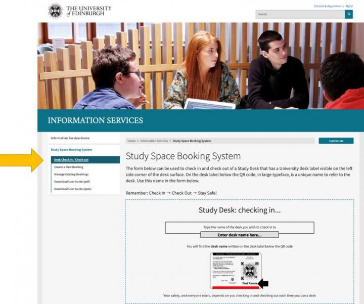 Screenshot webform study space