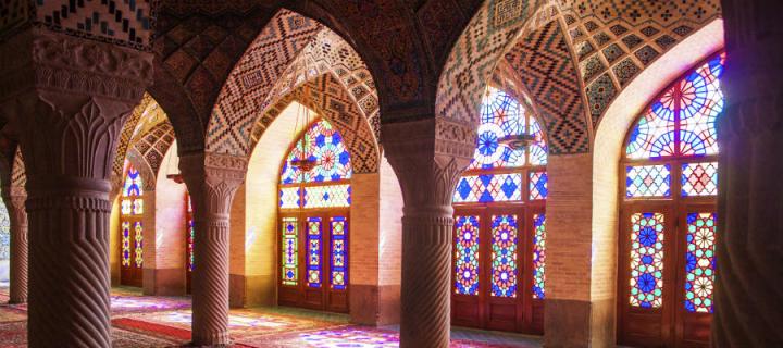 Stained glass windows in a mosque