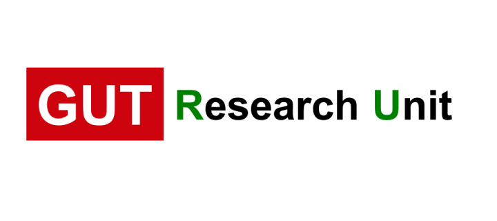 The Gut Research Unit logo, showing green, red and white text on a white and red background.