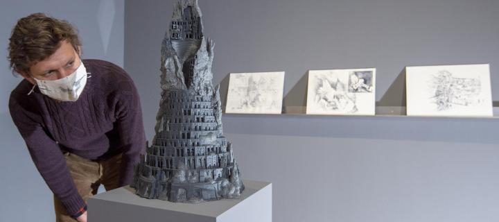Anca Benera and Arnold Estefan. The Delusion of the Commons.  3D printed model. Pictured – James Clegg, Curator at Talbot Rice