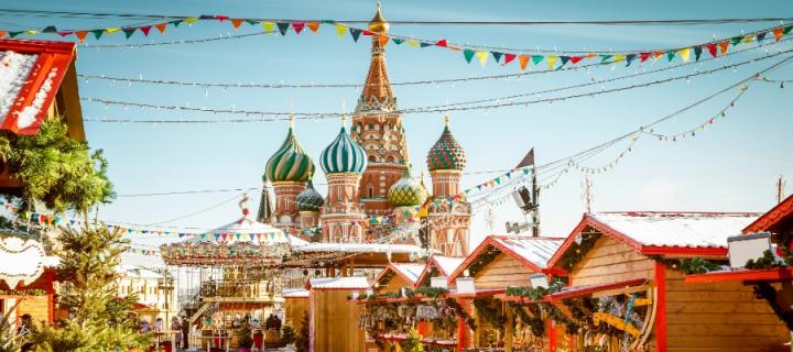 Russian orthodox spires at Christmas market