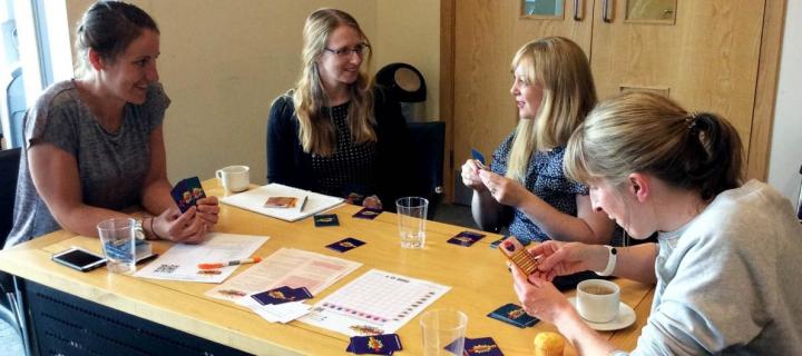 Teachers playing the Supercytes card game in last year's CPD workshop