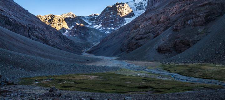 The La Paloma Glacier located in the Yerba Loca Park, about 50km from Santiago, Chile's capital