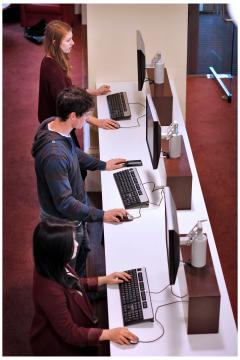 Students register on computers