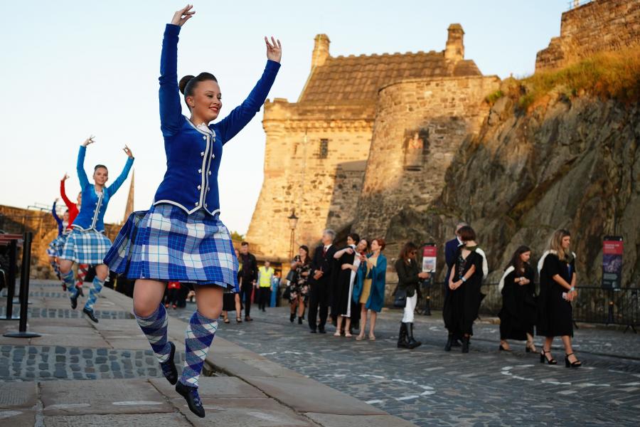 Highland dancers perform for the procession