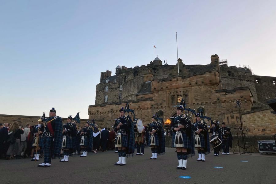 Pipers on the castle esplanade