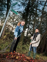 Students engaged in a community project