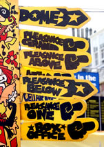 Signs in the Pleasance cpurtyard for festival venues