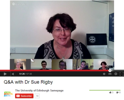 Dr Sue Rigby in Google Hangout Dr Sue Rigby, Vice Principal Learning and Teaching