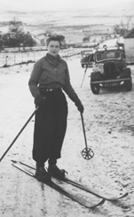 A female student on a skiing excursion