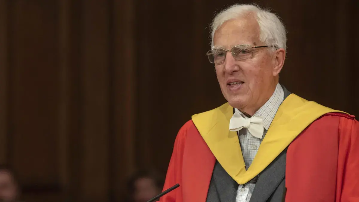 Alastair Salvesen speaking at a graduation ceremony, where he received an honorary doctorate from the University of Edinburgh 
