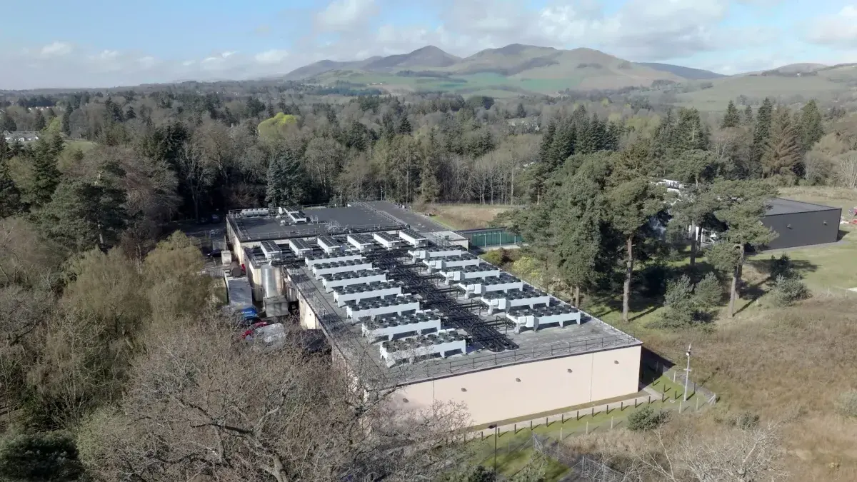 An aerial image of the University's Advanced Computing Facility in Midlothian
