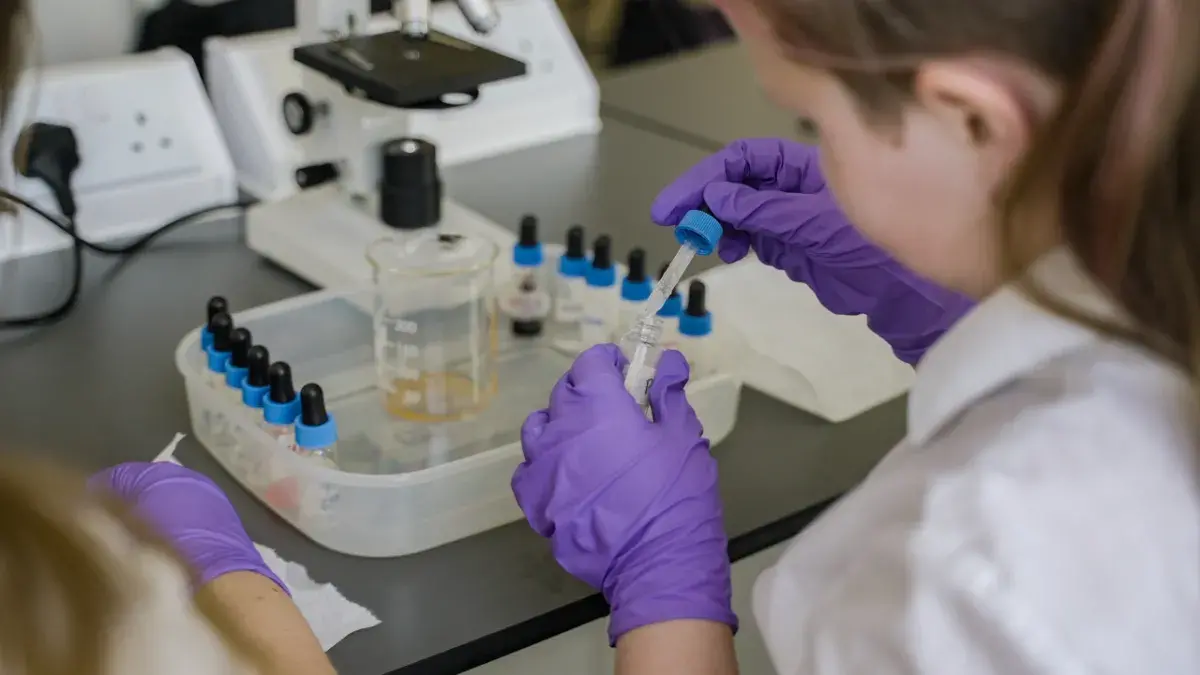 School pupils conducting a science experiment as part of the Castlebrae Superlab.