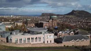 An aerial view of the Royal Observatory Edinburgh and the city behind