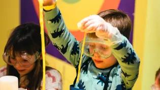 Children playing with slime in Edinburgh's Science's splat-tastic workshop