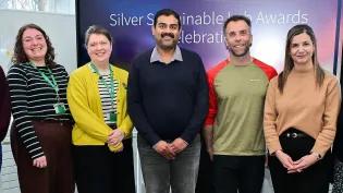 The team from the School of Regeneration and Repair celebrate their Sliver Sustainability Award. 
