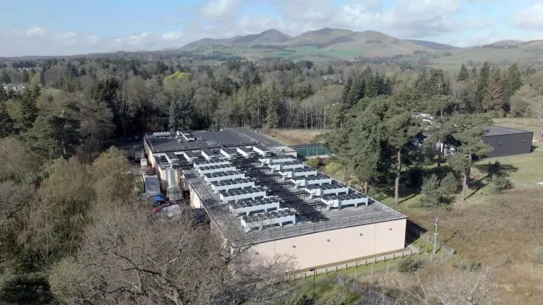 An aerial image of the University's Advanced Computing Facility in Midlothian