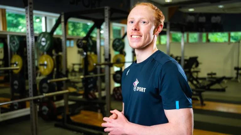 Commonwealth Games Bronze medallist swimmer Josh Mitchell pictured in the University performance gym.