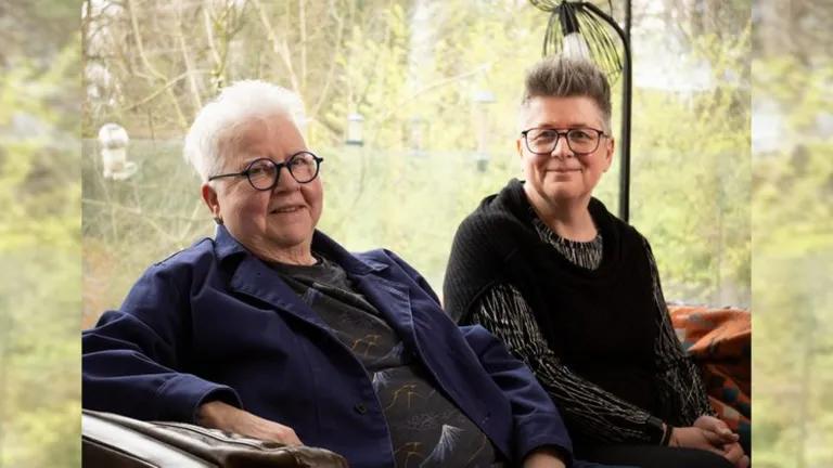 A composite image of author Val McDermid and Geographer Royal for Scotland Jo Sharp