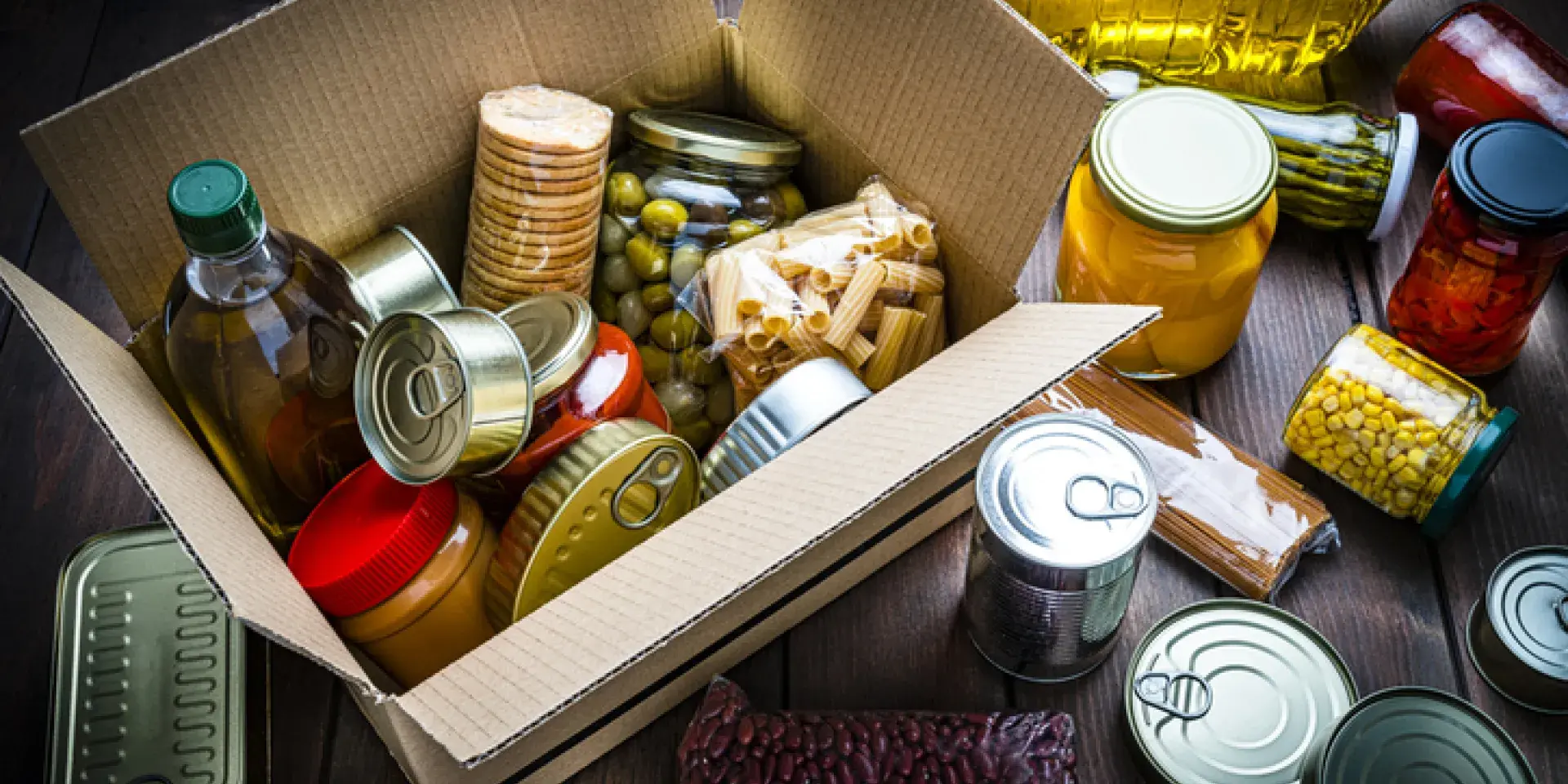 A selection of food in a box