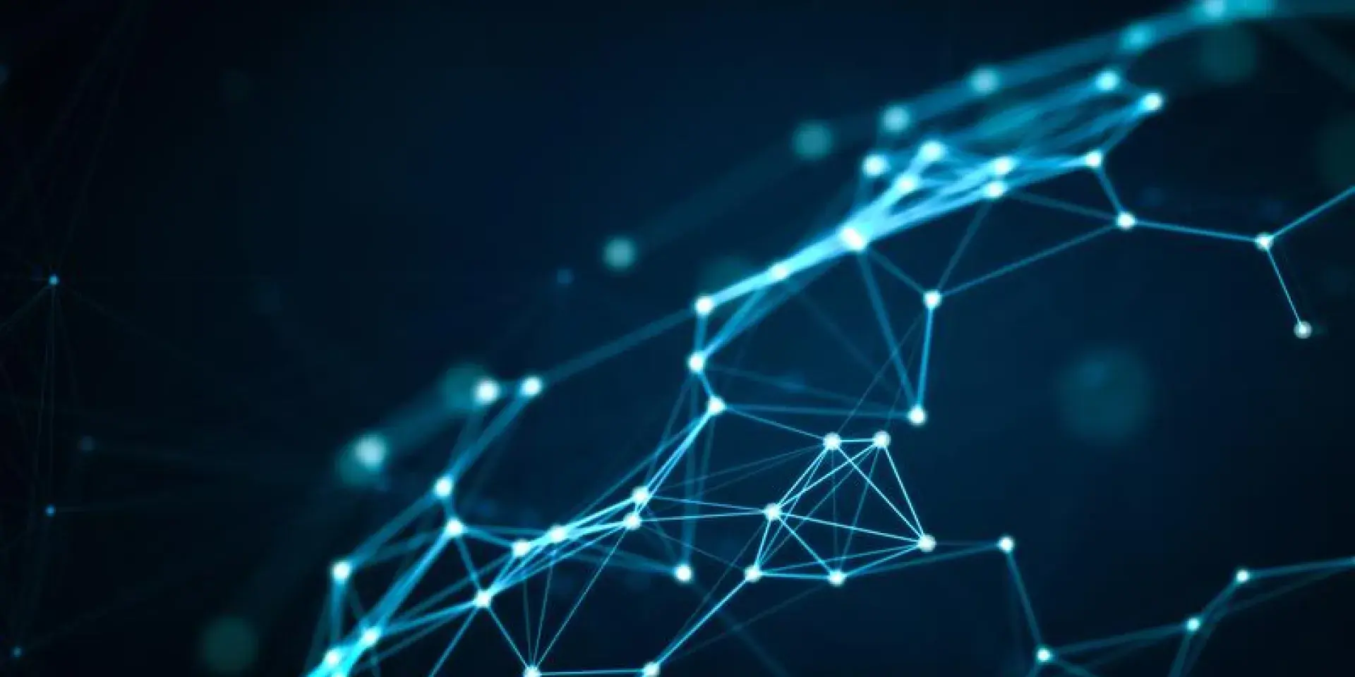 A network of blue lines connected by small dots