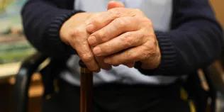 Close up of an elderly person's hands 