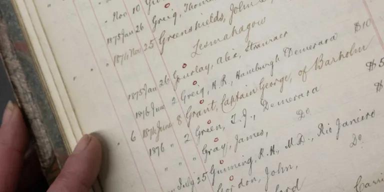 Image of close up of records in the University's archives