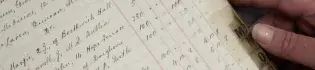 Close-up image of a list of records from the University's Archive