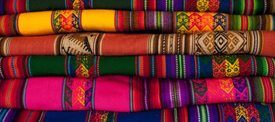 Brightly coloured South American textiles 