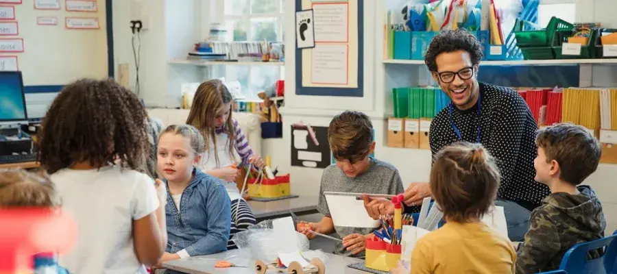 Classroom with teacher and children