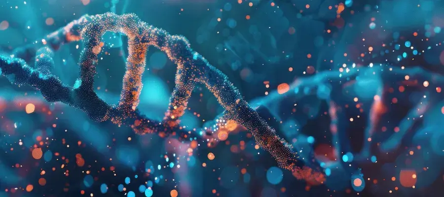 Dna helix enlarged model in bright colors and spots