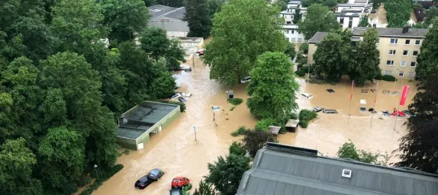Flooded town