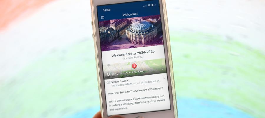 Events app on mobile phone screen.
