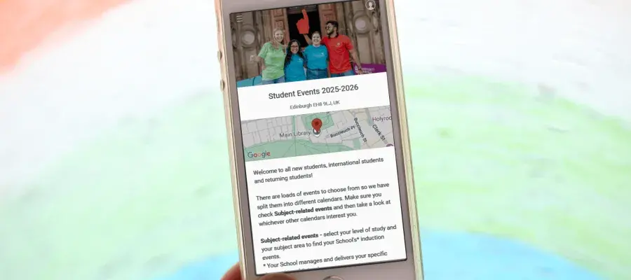 Events app on mobile phone screen.