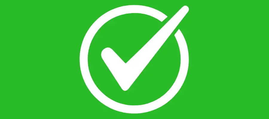 green background with tick