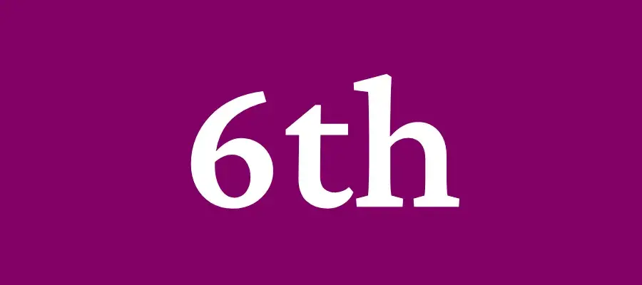 purple background 6th in letters