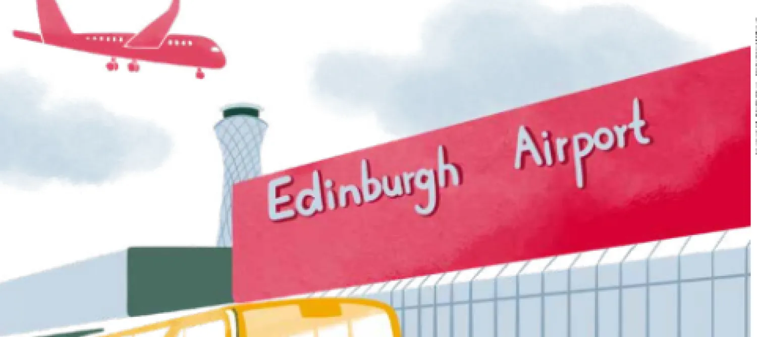 image of plane arriving at Edinburgh airport