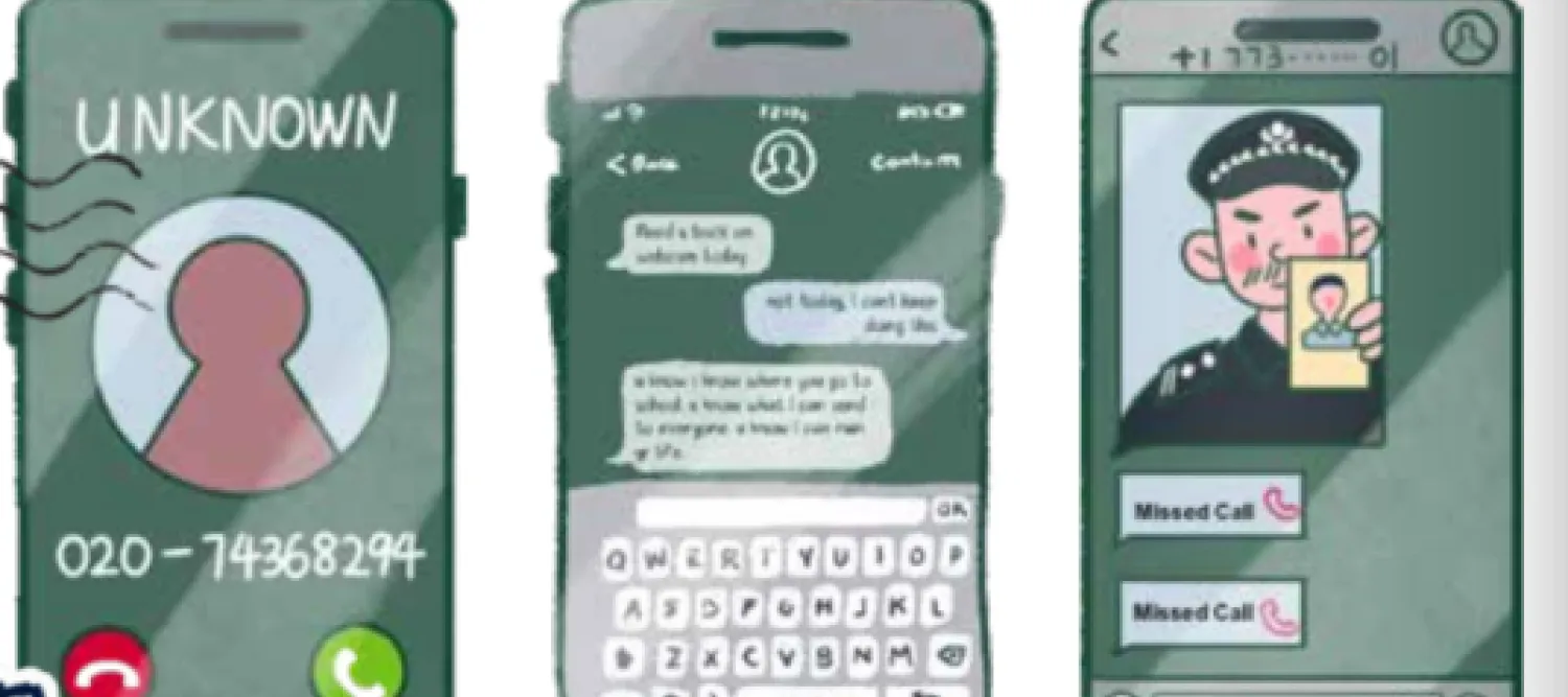 Image of phone screens with unknown numbers